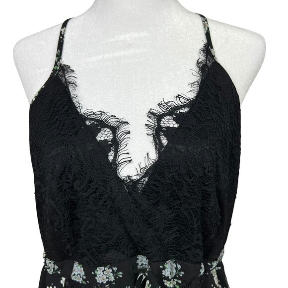 Lace Whimsigoth Maxi Dress Floral Black M Cottage Witchy Fairycore Goth Emo - Picture 3 of 14